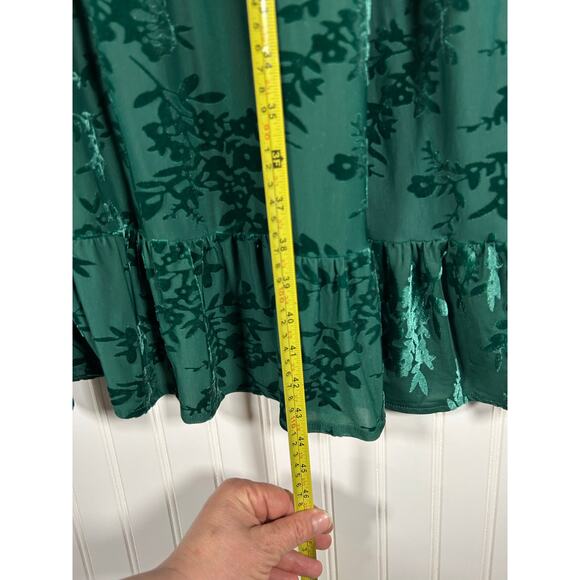 Draper James RSVP Burned Velvet Emerald Green Midi Wrap around Dress Size XL - Picture 5 of 14